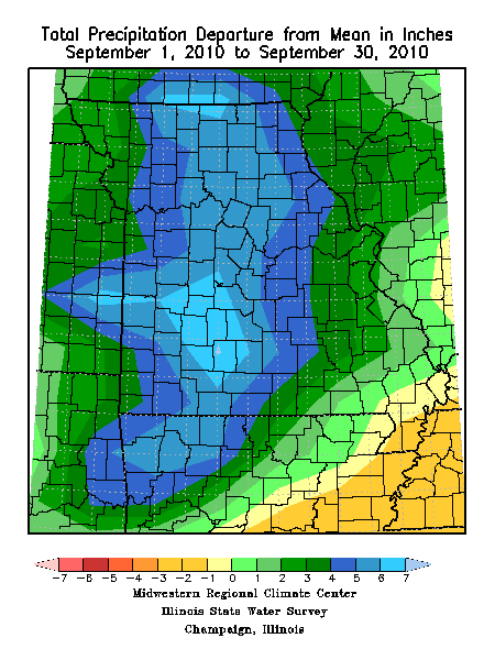 Total Precip Departure Sept. 1, 2010 - Sept. 30, 2010