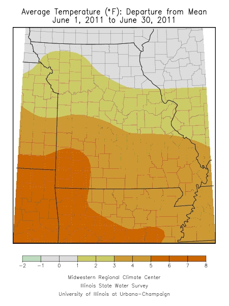 Average Temperature Departure from Mean June 1, 2011 - June 30, 2011