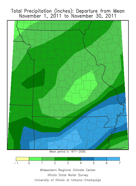 Total Precipitation Departure from Mean November 1, 2011 - November 30, 2011