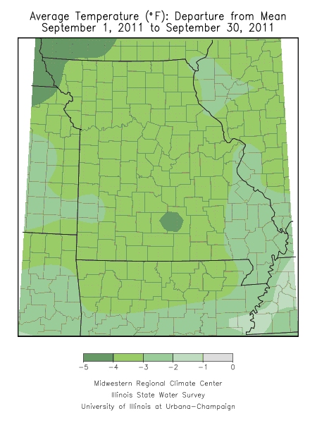 Average Temperature Departure from Mean September 1, 2011 - September 30, 2011