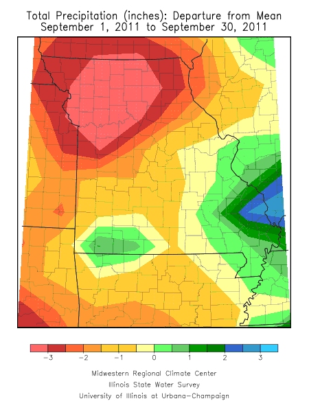 Total Precipitation Departure from Mean September 1, 2011 - September 30, 2011