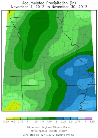 Accumulated Precipitation (in), November 2012