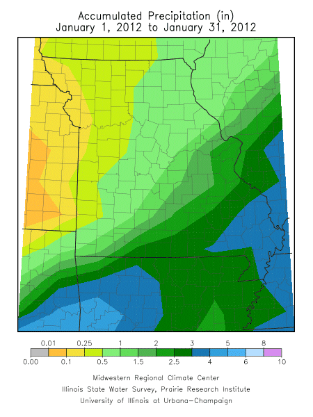 Precipitation January 1, 2012 - January 31, 2012