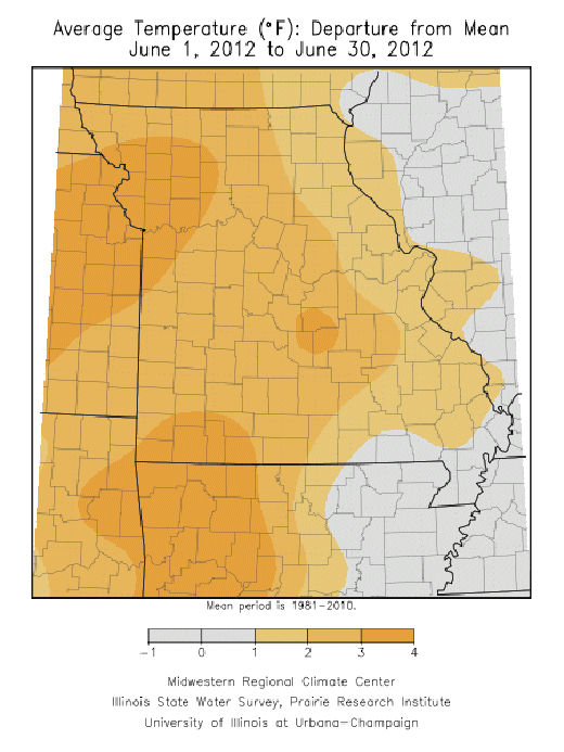 Average Temperature Departure from Mean June 1, 2012 - June 30, 2012