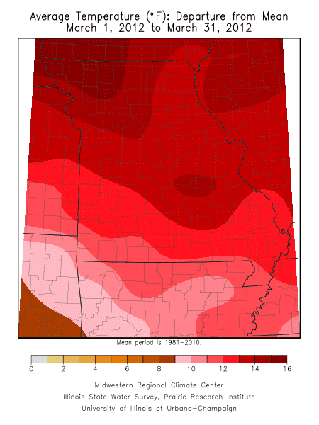 Average Temperature Departure from Mean March 1, 2012 - March 31, 2012