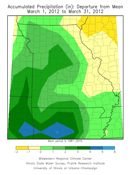 Total Precipitation Departure from Mean March 1, 2012 - March 31, 2012