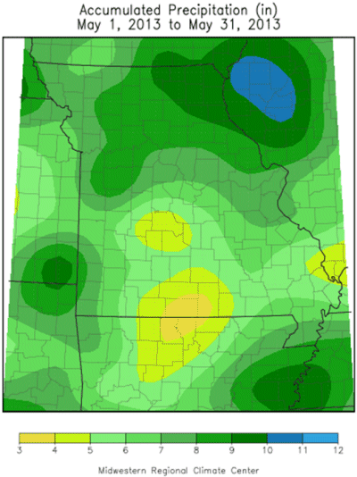 Accumulated Preciptation (in): May 1, 2013 to May 31, 2013