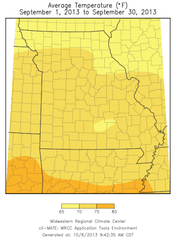 Average Temperature (°F): September 1, 2013 to September 30, 2013