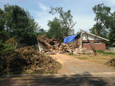 Storm damage, Columbia, MO, late evening, July 7, 2014.