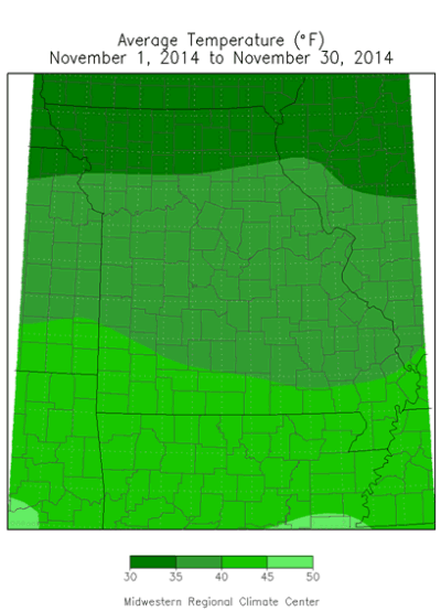 Average Temperature (°F): November 1, 2014 - November 30, 2014