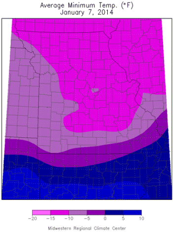 Average Minimum Temp. (°F) January 7, 2014