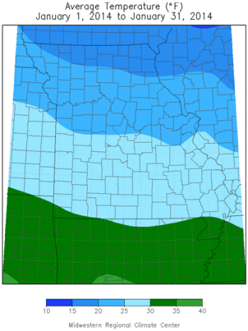 Average Temperature (°F): January 1, 2014 to January 31, 2014