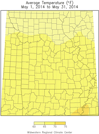 Average Temperature (F), May 1, 2014 to May 31, 2014