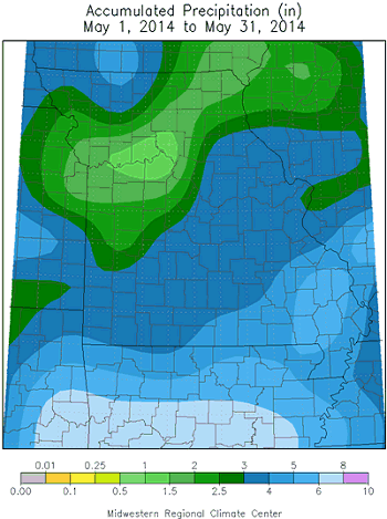 Accumulated Precipitation (in), May 1, 2014 to May 31, 2014