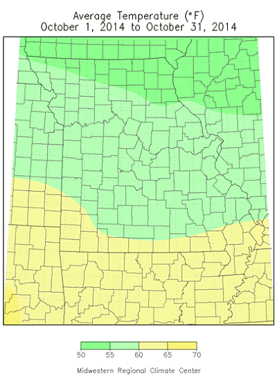 Average Temperature (°F): October 1, 2014 - October 31, 2014