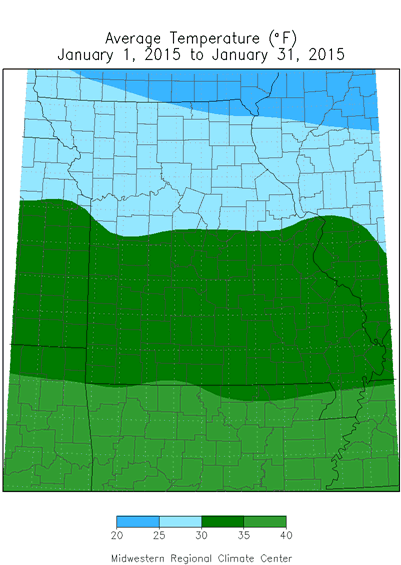 Average Temperature (°F): January 1, 2015 - January 31, 2015