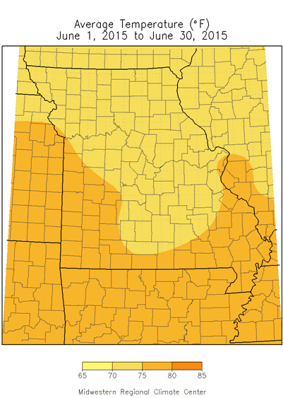 Average Temperature (F) June 1, 2015 to June 30, 2015