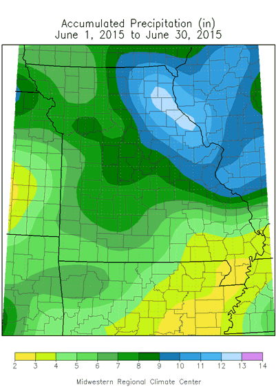 Accumulated Precipitation (in) June 1, 2015 to June 30, 2015