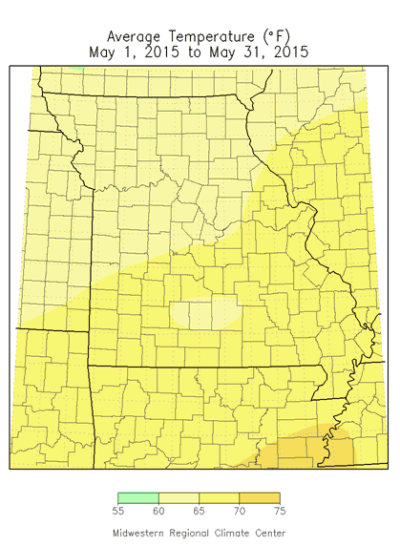 Average Temperature (°F), May 1, 2015 - May 31, 2015