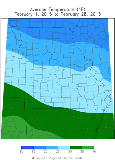 Average Temperature (°F): February 1, 2015 - February 28, 2015