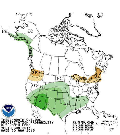 Climate Prediction Centers Autumn Precipitation Outlook, Sep-Oct-Nov, 2015