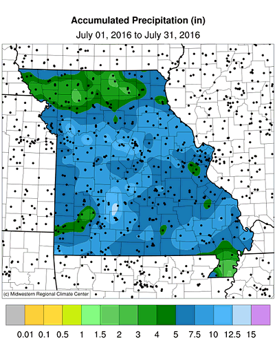 Accumulated Precipitation (in): July 01, 2016 to July 31, 2016