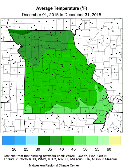 Average Temperature (F) December 1, 2015 to December 31, 2015