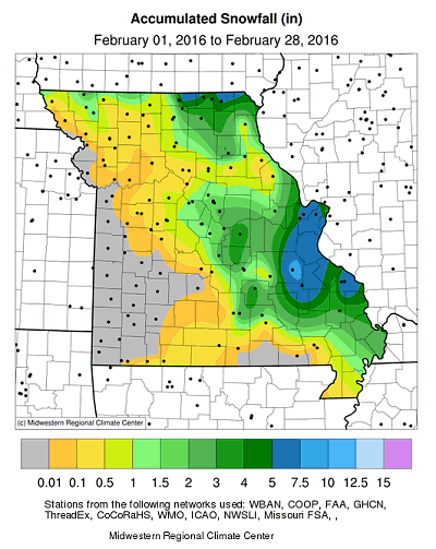 Accumulated Snowfall (in): February 01, 2016 - February 28, 2016