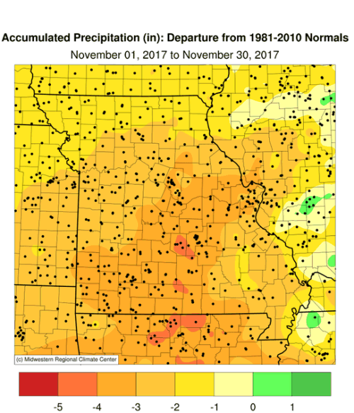 Accumulated Precip Map Departure, Missouri