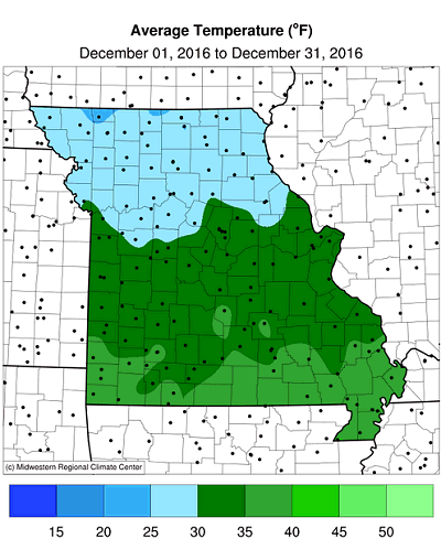 Average Temperature (°F): December 01, 2016 to December 31, 2016