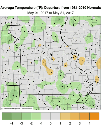 Average Temperature (°F): Departure from 1981-2010 Normals April 01, 2017 to April 30, 2017