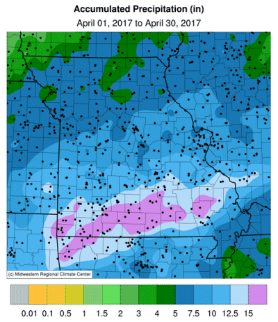 Accumulated Precipitation (in) March 01, 2017 to March 31, 2017