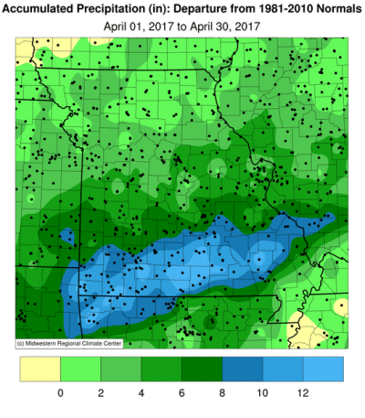 Accumulated Precipitation (in): Departure from 1981-2010 Normals March 01, 2017 to March 31, 2017