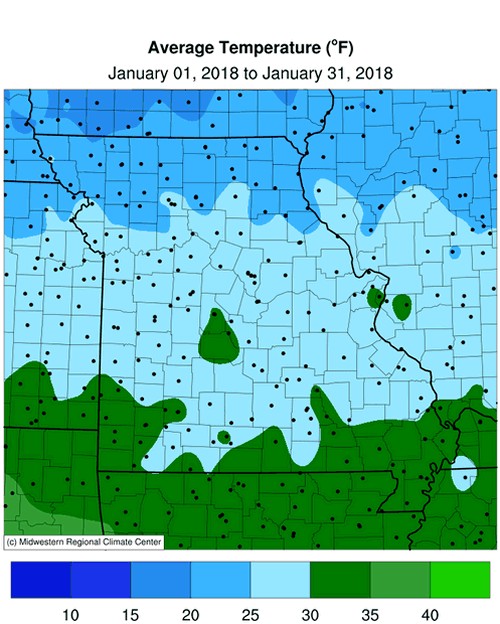 Average Temperature, Missouri