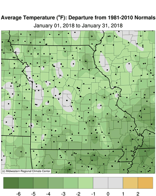 Average Temperature Departure, Missouri