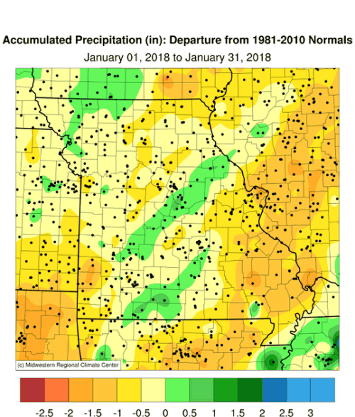 Accumulated Precip Map Departure, Missouri