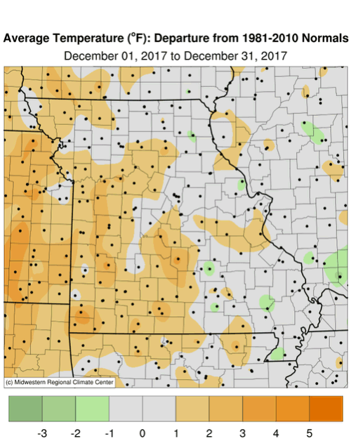 Average Temperature Departure, Missouri