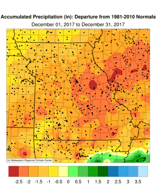 Accumulated Precip Map Departure, Missouri