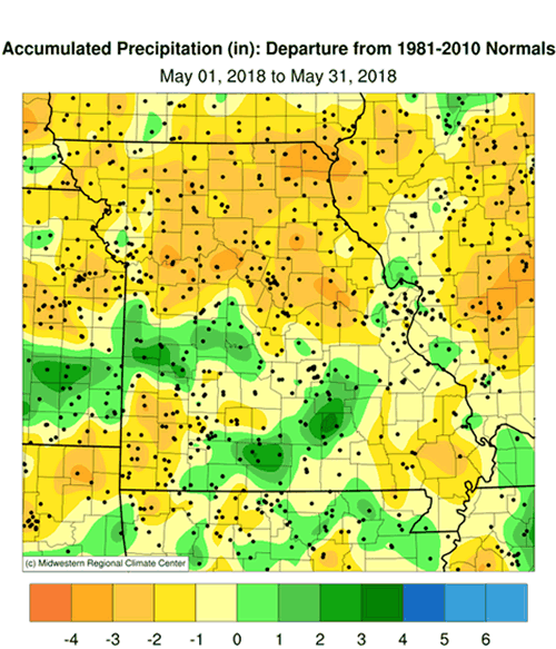 Accumulated Precipitation (in): Departure from 1981-2010 Normals