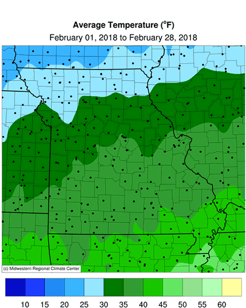 Average Temperature Map, Missouri