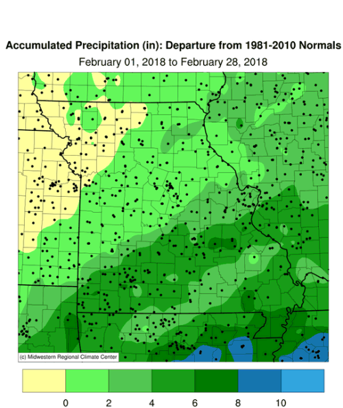 Accumulated Precip Map Departure, Missouri