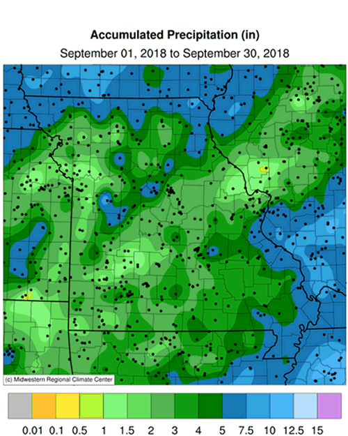 Missouri Accumulated Precipitation September 2018