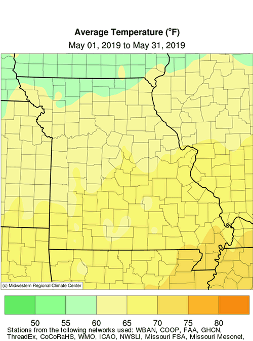 Missouri Average Temperature May 2019