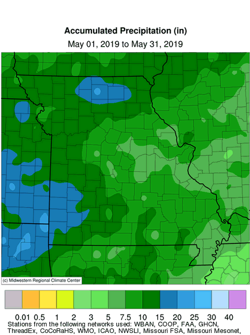 Missouri Accumulated Precip May 2019