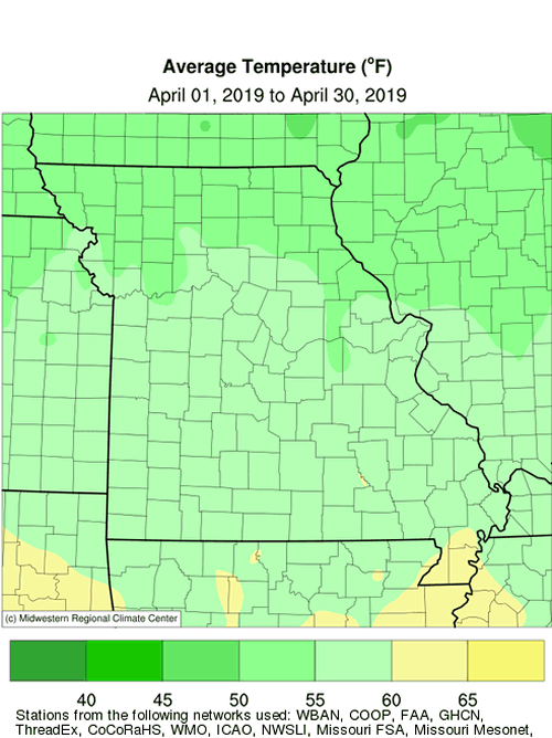 Missouri Average Temperature April 2019