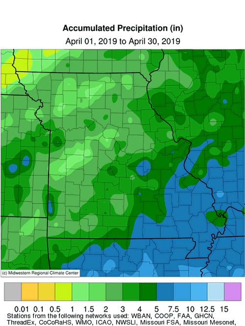 Missouri Accumulated Precip April 2019