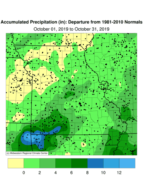 Missouri Accumulated September 2019 Precipitation Departure