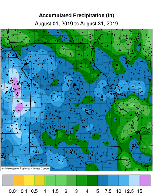 Missouri Accumulated August 2019 Precipitation