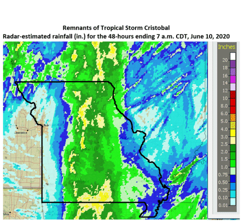 Tropical Storm Cristobal Radar-Estimated Rainfall