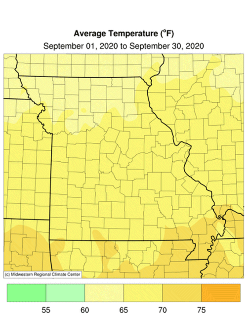 Average Temperature (°F): Sep 01, 2020 to Sep 30, 2020